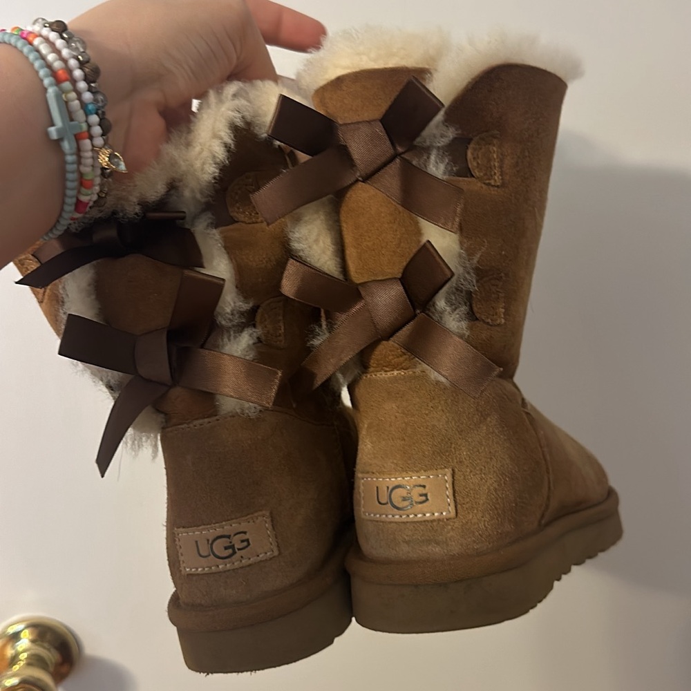 UGG Brown Shearling Boots with Bows